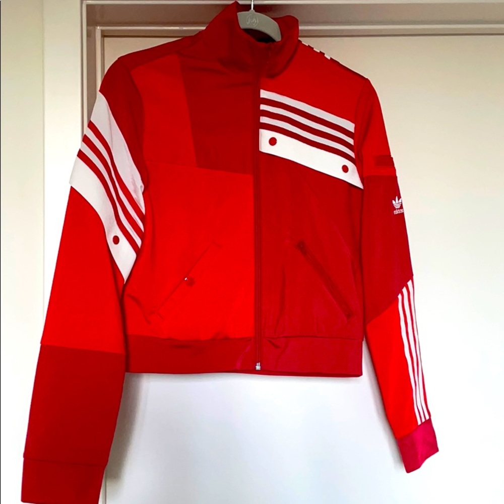 Adidas x danielle cathari red cropped jacket